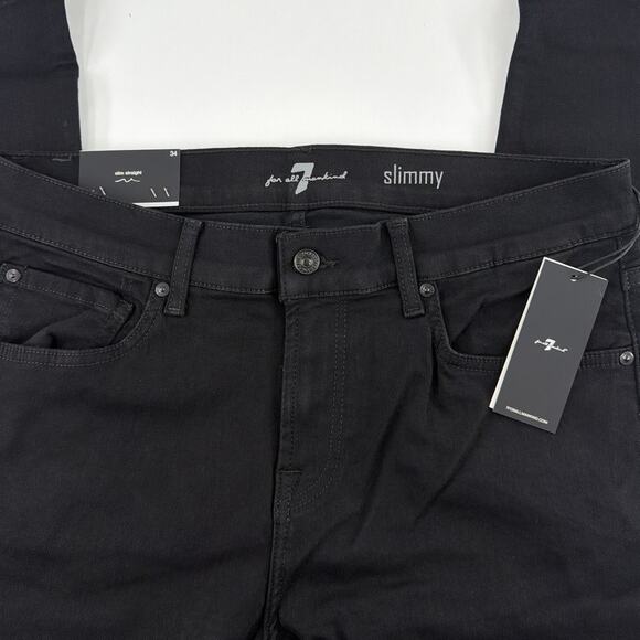 7 For all Mankind Men's Black Mid Waist Slimmy Luxe Performance Jeans Size 34 - Picture 7 of 11